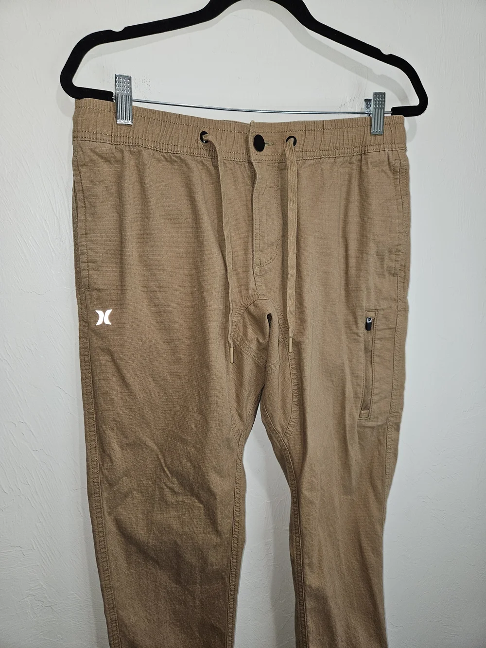 Hurley Men's Tan Drawstring Cargo Pants Size Medium Ripstop Khaki Bottoms
